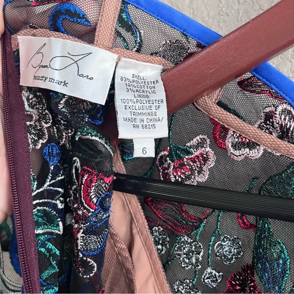 Byron Lars Beauty Mark Embroidered Cheongsam Mixed Media Sheath Dress - Size 6 - Picture 5 of 13